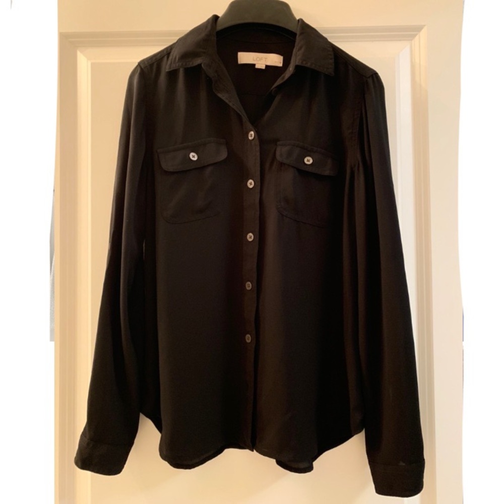 LOFT Black Utility Blouse